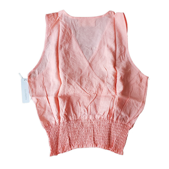 Six Fifty Clothing Light Weight V Neck Sleeveless Smocked Tank Top NWT - Picture 2 of 10